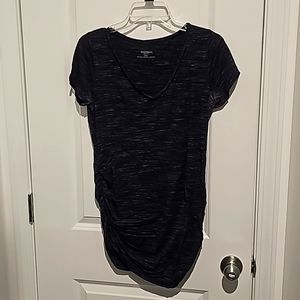 Motherhood Maternity V-Neck Short Sleeve T-Shirt Navy Spacedye Size Small